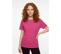 Rundhalsshirt ONLY CARMAKOMA "CARBLOOM LIFE S/S TOP JRS", Damen, Gr. M, pink (wild orchid stripes:(dina) tomato puree), Jersey, Obermaterial: 100% Baumwolle, gestreift, regular fit normal, Rundhals, S