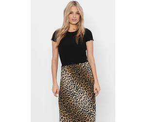 Rundhalsshirt ONLY "ONLEMMA S/S SHORT TOP NOOS JRS", Damen, Gr. S, schwarz, Jersey, Obermaterial: 63% Polyester, 32% Viskose, 5% Elasthan, unifarben, regular fit kurz, Rundhals, gewellter Abschluss, S