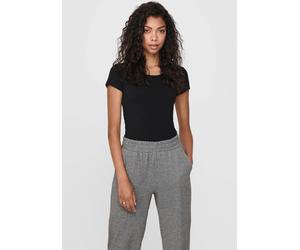 Rundhalsshirt ONLY "ONLLIVE - Rundhalsshirt mit figurbetonter Silhouette", Damen, Gr. L, schwarz, Jersey, Obermaterial: 95% Baumwolle, 5% Elasthan, unifarben, sehr figurbetont normal, tiefer Rundhals,