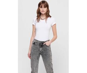Rundhalsshirt ONLY "ONLLIVE - Rundhalsshirt mit figurbetonter Silhouette", Damen, Gr. XL, weiß, Jersey, Obermaterial: 95% Baumwolle, 5% Elasthan, unifarben, sehr figurbetont normal, tiefer Rundhals, S
