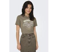 ONLY Damen Onllucy Reg S/S Top JRS Noos T-Shirt, Walnut/Print:Untamable, Large