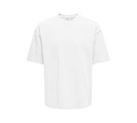 Rundhalsshirt ONLY & SONS "ONSCASPIAN AUT SS TEE", Herren, Gr. L, weiß, Jersey, Obermaterial: 61% Baumwolle, 22% Elastomultiester, 17% Polyester, unifarben, normal normal, Rundhals, Shirts Rundhalsshi