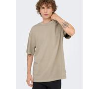 Rundhalsshirt ONLY & SONS "ONSDISTRESS RLX SS TEE", Damen, Gr. M, string, Jersey, Obermaterial: 100% Baumwolle, unifarben, loose fit normal, Rundhals, Shirts Rundhalsshirt (56615358-M)