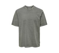 Rundhalsshirt ONLY & SONS "ONSDISTRESS RLX SS TEE", Herren, Gr. S, grau (castor gray), Jersey, Obermaterial: 100% Baumwolle, unifarben, loose fit normal, Rundhals, Shirts (35947059-S) castor gray
