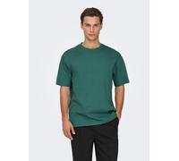 Rundhalsshirt ONLY & SONS "ONSFRED RLX SS TEE", Herren, Gr. L, mallard grün, Single Jersey, Obermaterial: 100% Baumwolle, unifarben, relaxed fit normal, Rundhals, Shirts Rundhalsshirt, Baumwolle, rela
