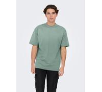 Rundhalsshirt ONLY & SONS "ONSFRED RLX SS TEE", Herren, Gr. M, grün (iceberg grün), Single Jersey, Obermaterial: 100% Baumwolle, unifarben, loose fit normal, Rundhals, Shirts Rundhalsshirt (64440619-M