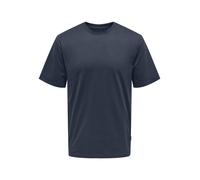 Rundhalsshirt ONLY & SONS "ONSFRED RLX SS TEE", Herren, Gr. S, blau (blau nights), Single Jersey, Obermaterial: 100% Baumwolle, unifarben, loose fit normal, Rundhals, Shirts Rundhalsshirt (25978509-S)