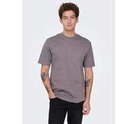 Rundhalsshirt ONLY & SONS "ONSFRED RLX SS TEE", Herren, Gr. XL, rabbit, Single Jersey, Obermaterial: 100% Baumwolle, unifarben, relaxed fit normal, Rundhals, Shirts Rundhalsshirt, Baumwolle, relaxed f