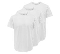 Rundhalsshirt ONLY & SONS "ONSJEFF LONGY SS TEE 3-PACK OTL", Herren, Gr. XXL, weiß (hellweiß pack:3 x hellweiß), Jersey, Obermaterial: 60% Baumwolle, 40% Polyester, unifarben, regular fit normal, Rund