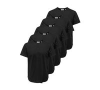 Rundhalsshirt ONLY & SONS "ONSJEFF LONGY SS TEE 5-PACK OTL", Herren, Gr. S, schwarz (schwarz pack:5 x schwarz), Jersey, Obermaterial: 60% Baumwolle, 40% Polyester, unifarben, regular fit normal, Rundh