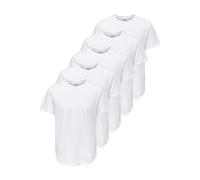 Rundhalsshirt ONLY & SONS "ONSJEFF LONGY SS TEE 5-PACK OTL", Herren, Gr. S, weiß (hellweiß pack:5 x hellweiß), Jersey, Obermaterial: 60% Baumwolle, 40% Polyester, unifarben, regular fit normal, Rundha