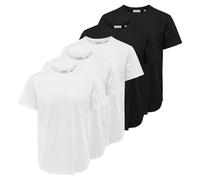 Rundhalsshirt ONLY & SONS "ONSJEFF LONGY SS TEE 5-PACK OTL", Herren, Gr. XL, schwarz-weiß (hellweiß pack:3 x hellweiß 2 x schwarz), Jersey, Obermaterial: 60% Baumwolle, 40% Polyester, unifarben, regul
