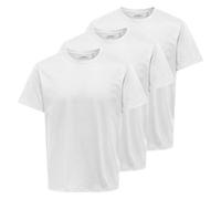 Rundhalsshirt ONLY & SONS "ONSJEFF REG SS TEE 3-PACK OTL", Jungen, Gr. XL, weiß (hellweiß pack:3 x hellweiß), Jersey, Obermaterial: 60% Baumwolle, 40% Polyester, unifarben, regular fit normal, Rundhal