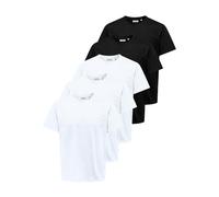 Rundhalsshirt ONLY & SONS "ONSJEFF REG SS TEE 5-PACK OTL", Herren, Gr. XL, schwarz-weiß (hellweiß pack:3 x hellweiß 2 x schwarz), Jersey, Obermaterial: 60% Baumwolle, 40% Polyester, unifarben, regular