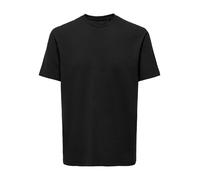 Rundhalsshirt ONLY & SONS "ONSKIAN LIFE REG SEERSUCKER SS TEE NOOS", Herren, Gr. M, schwarz, Single Jersey, Obermaterial: 97% Baumwolle, 3% Elasthan, regular fit normal, Rundhals, Shirts Rundhalsshirt