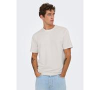 Rundhalsshirt ONLY & SONS "ONSKIAN LIFE REG SEERSUCKER SS TEE NOOS", Damen, Gr. XXL, weiß (cloud dancer), Single Jersey, Obermaterial: 97% Baumwolle, 3% Elasthan, unifarben, regular fit normal, Rundha