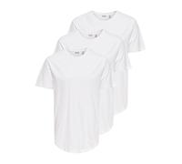 Rundhalsshirt ONLY & SONS "ONSMATT LONGY SS TEE 3-PACK", Herren, Gr. M, weiß, Single Jersey, Obermaterial: 100% Baumwolle, unifarben, relaxed fit normal, Rundhals, Shirts Rundhalsshirt, Baumwolle, lan