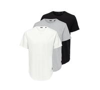 T-Shirt ONLY & SONS "ONSMATT LONGY SS TEE 3-PACK" Gr. S, weiß (white) Herren Shirts (87587617-S) white