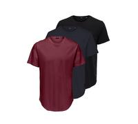 Rundhalsshirt ONLY & SONS "ONSMATT LONGY SS TEE 3-PACK", Herren, Gr. XL, burgundy pack:1burgundy1schwarznavy1schwarz, Single Jersey, Obermaterial: 100% Baumwolle, unifarben, relaxed fit normal, Rundha