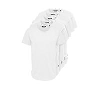 Rundhalsshirt ONLY & SONS "ONSMATT LONGY SS TEE 5-PACK", Damen, Gr. S, hellweiß pack:5 weiß, Single Jersey, Obermaterial: 100% Baumwolle, unifarben, Basic, relaxed fit normal, Rundhals, Shirts Rundhal