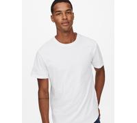 Rundhalsshirt ONLY & SONS "ONSMATT LONGY SS TEE 7-PACK", Herren, Gr. S, weiß (weiß pack:2weiß1lgm1pelican1lilaash1hedgegrün1flintstone), Jersey, Obermaterial: 100% Baumwolle, unifarben, relaxed fit no