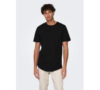 Rundhalsshirt ONLY & SONS "ONSMATT LONGY SS TEE NOOS", Herren, Gr. XXL, schwarz, Jersey, Obermaterial: 100% Baumwolle, unifarben, schmal normal, Rundhals, Shirts Rundhalsshirt (87473828-XXL) schwarz