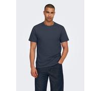 Rundhalsshirt ONLY & SONS "ONSMAX LIFE REG SS STITCH TEE", Herren, Gr. L, blau (blau nights), Single Jersey, Obermaterial: 100% Baumwolle, unifarben, regular fit normal, Rundhals, Shirts Rundhalsshirt