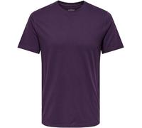Rundhalsshirt ONLY & SONS "ONSMAX LIFE REG SS STITCH TEE", Herren, Gr. M, shadow lila, Single Jersey, Obermaterial: 100% Baumwolle, unifarben, regular fit normal, Rundhals, Shirts Rundhalsshirt, Baumw