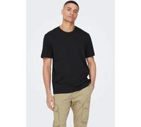 Rundhalsshirt ONLY & SONS "ONSMAX LIFE REG SS STITCH TEE", Herren, Gr. XL, schwarz, Single Jersey, Obermaterial: 100% Baumwolle, unifarben, regular fit normal, Rundhals, Shirts Rundhalsshirt, Baumwoll