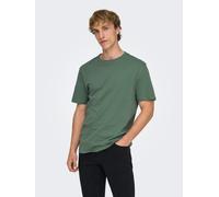 Rundhalsshirt ONLY & SONS "ONSMAX LIFE REG SS STITCH TEE", Herren, Gr. XXL, schwarz forest, Single Jersey, Obermaterial: 100% Baumwolle, unifarben, regular fit normal, Rundhals, Shirts Rundhalsshirt, 