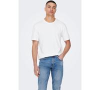 Rundhalsshirt ONLY & SONS "ONSMAX LIFE REG SS STITCH TEE", Herren, Gr. XXL, weiß, Single Jersey, Obermaterial: 100% Baumwolle, unifarben, regular fit normal, Rundhals, Shirts Rundhalsshirt, Baumwolle,
