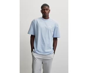 Rundhalsshirt PEGADOR "TRAVNIK OVERSIZED TEE", Herren, Gr. L, washed ocean blau, Single Jersey, Obermaterial: 100% Baumwolle, bedruckt, oversize normal, Rundhals, gerader Abschluss, Shirts Rundhalsshi