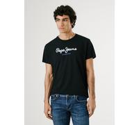 Rundhalsshirt PEPE JEANS "EGGO", Herren, Gr. M (50), schwarz, Jersey, Obermaterial: 100% Baumwolle, bedruckt, normal normal, Rundhals, Shirts Rundhalsshirt (33441854-M) schwarz