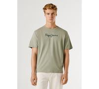 Rundhalsshirt PEPE JEANS "EGGO", Herren, Gr. M, palm grün, Jersey, Obermaterial: 100% Baumwolle, bedruckt, normal normal, Rundhals, Shirts Rundhalsshirt (89002619-M) palm grün