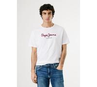 Rundhalsshirt PEPE JEANS "EGGO", Herren, Gr. S (48), weiß, Jersey, Obermaterial: 100% Baumwolle, bedruckt, normal normal, Rundhals, Shirts Rundhalsshirt (52094861-S) weiß