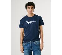 Rundhalsshirt PEPE JEANS "EGGO", Herren, Gr. XL (56), blau (marine), Jersey, Obermaterial: 100% Baumwolle, bedruckt, normal normal, Rundhals, Shirts Rundhalsshirt (58172108-XL) marine