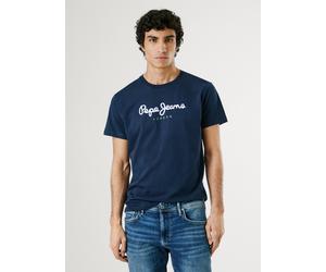 Rundhalsshirt PEPE JEANS "EGGO", Herren, Gr. XL (56), blau (marine), Jersey, Obermaterial: 100% Baumwolle, bedruckt, normal normal, Rundhals, Shirts Rundhalsshirt (58172108-XL) marine