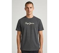 Rundhalsshirt PEPE JEANS "EGGO", Herren, Gr. XXL, schwarz marl grau, Jersey, Obermaterial: 100% Baumwolle, bedruckt, normal normal, Rundhals, Shirts Rundhalsshirt (13134637-XXL) schwarz marl grau