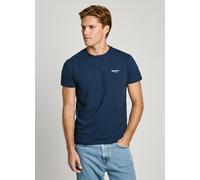 Rundhalsshirt PEPE JEANS, Herren, Gr. M, blau (navy), Jersey, Obermaterial: 95% Baumwolle, 5% Elasthan, unifarben, Basic, slim fit, Rundhals, Shirts Rundhalsshirt (87535455-M) navy