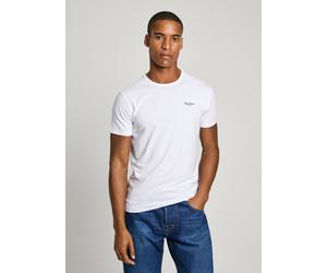 Rundhalsshirt PEPE JEANS, Herren, Gr. XL, weiß, Jersey, Obermaterial: 95% Baumwolle, 5% Elasthan, unifarben, Basic, slim fit, Rundhals, Shirts Rundhalsshirt (18603347-XL) weiß