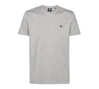Rundhalsshirt PETROL INDUSTRIES, Herren, Gr. 3XL, grau (light grau melee), Jersey, Obermaterial: 100% Baumwolle, regular fit taillenbedeckt, Rundhals, gerader Abschluss, Shirts Rundhalsshirt, mit Logo