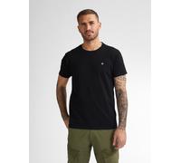 Rundhalsshirt PETROL INDUSTRIES, Herren, Gr. S, schwarz, Jersey, Obermaterial: 100% Baumwolle, unifarben, regular fit taillenbedeckt, Rundhals, gerader Abschluss, Shirts Rundhalsshirt, mit Logo Sticke