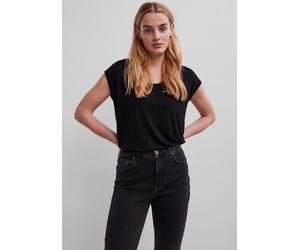 Rundhalsshirt PIECES "PCBILLO TEE SOLID NOOS BC", Damen, Gr. M, schwarz, Jersey, Obermaterial: 95% Viskose, 5% Elasthan, unifarben, figurumspielend normal, Rundhals, Shirts Rundhalsshirt (93928811-M)