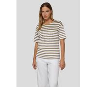 Rundhalsshirt RABE, Damen, Gr. 40, thymian, Jersey, Obermaterial: 100% Baumwolle, gestreift, normal hüftbedeckend, Rundhals, Shirts Rundhalsshirt, mit Allover-Streifen und Glitzersteinen (39417066-40)