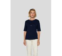 Rundhalsshirt RABE, Damen, Gr. 42, blau (marine), Web, Obermaterial: 68% Viskose, 28% Polyester, 4% Elasthan, unifarben, tailliert hüftbedeckend, Rundhals, Shirts Rundhalsshirt, im Crinkle-Look und mi