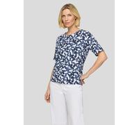Rundhalsshirt RABE, Damen, Gr. 42, pazifik, Web, Obermaterial: 92% Baumwolle, 8% Elasthan, bedruckt, tailliert hüftbedeckend, Rundhals, Shirts Rundhalsshirt, mit Allover-Muster (18646913-42) pazifik