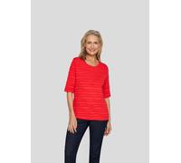 Rundhalsshirt RABE, Damen, Gr. 42, rot, Web, Obermaterial: 68% Viskose, 28% Polyester, 4% Elasthan, unifarben, casual, tailliert hüftbedeckend, Rundhals, Halbarm, Shirts, im Crinkle-Look (23215806-42)