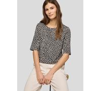 Rundhalsshirt RABE, Damen, Gr. 42, schwarz-weiß (schwarz), Jersey, Obermaterial: 92% Baumwolle, 8% Elasthan, gemustert, normal hüftbedeckend, Rundhals, Shirts Rundhalsshirt, Sommershirt mit Allover-Mu