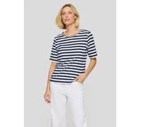 Rundhalsshirt RABE, Damen, Gr. 52, pazifik, Jersey, Obermaterial: 92% Baumwolle, 8% Elasthan, geringelt, gestreift, normal hüftbedeckend, Rundhals, Shirts Rundhalsshirt, im Streifen-Look, Halbarm (511