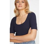 Rundhalsshirt RICHROYAL, Damen, Gr. M, blau (midnight blau), Single Jersey, Obermaterial: 95% Baumwolle, 5% Elasthan, tiefer Rundhals, Shirts Rundhalsshirt, tiefer Rundhals, Basic (11023915-M) midnigh